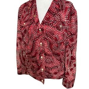 St. John sport Red and White pearl Studded Jacket abstract large